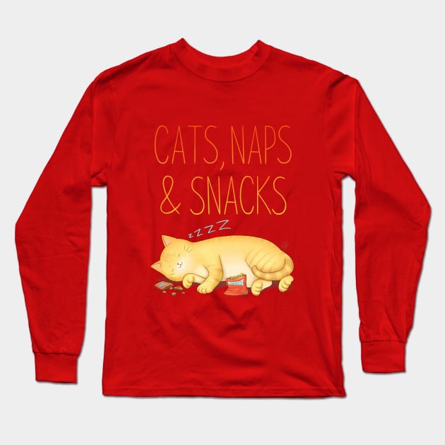 Cats, Naps and Snacks Long Sleeve T-Shirt by BastetLand